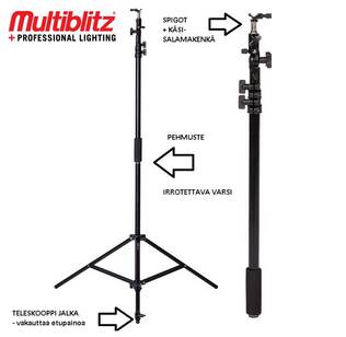 Multiblitz LS22 salama-valaisin- käsijalusta 58, 71/156cm MSE050 - Valaisinjalustat, -laukut ja dollyt - 39210 - 1