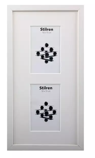 Stilren valkoinen 2x 10x15 (20x40) monikuvakehys, pleksillä - tarjouserä - BLACK FRIDAY - 41958 - 1